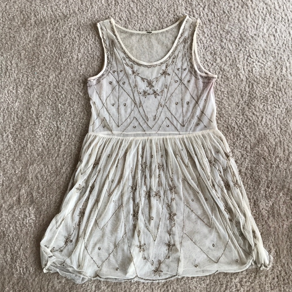 Sheer beaded dress- free people size M